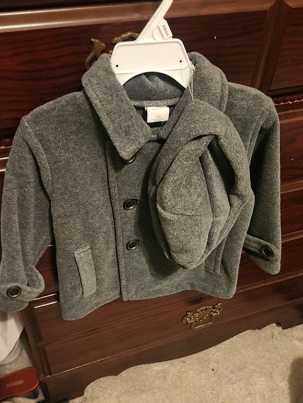 aerie Kids' Gray Pea Coat with Matching Hat